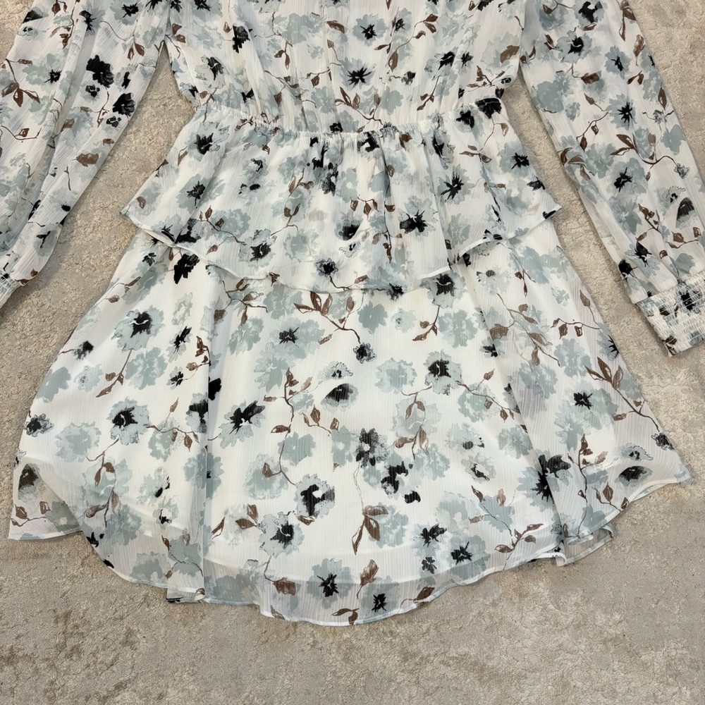 Gentle Fawn Floral Tiered Long Sleeve Chiffon Amilla Dress Size Small - Picture 10 of 12